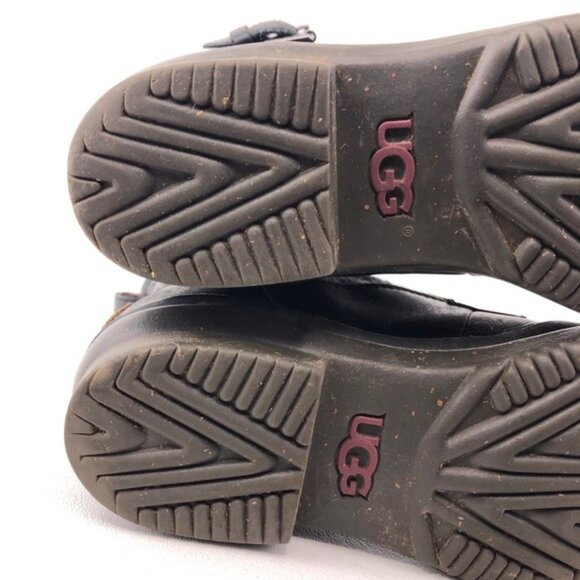 UGG Kesey Black Leather Winter Ankle Boots 6 - Picture 11 of 13